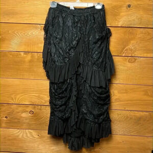 Spirit Black skirt s/m layers of lace tucked ruched together asymmetrical gothic